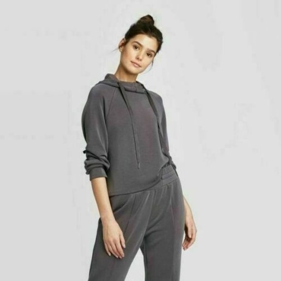 JoyLab Sweaters - JoyLab Women’s Slate Sweatshirt Cropped Hoodie M